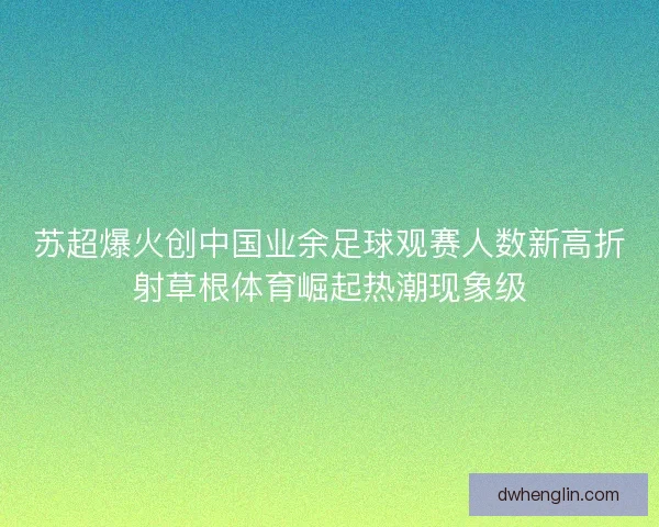 苏超爆火创中国业余足球观赛人数新高折射草根体育崛起热潮现象级