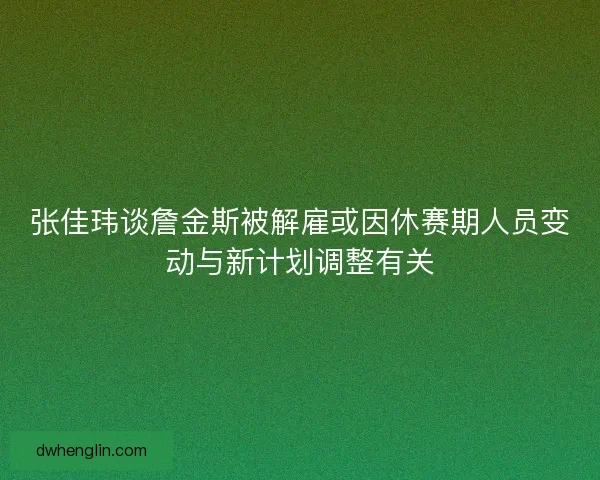 张佳玮谈詹金斯被解雇或因休赛期人员变动与新计划调整有关