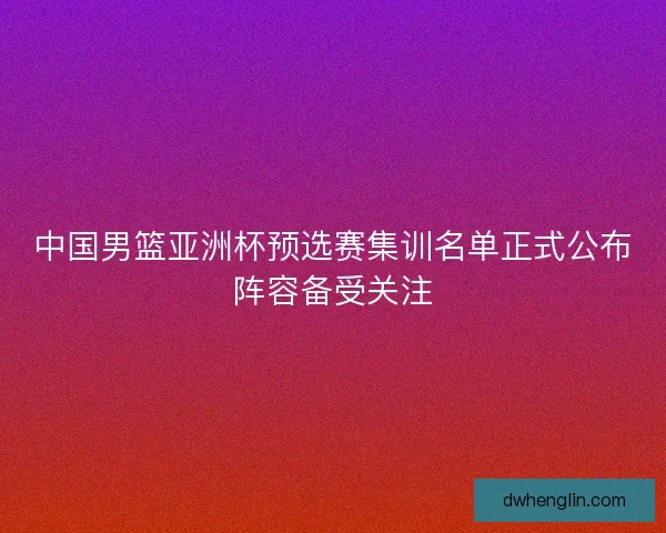 中国男篮亚洲杯预选赛集训名单正式公布阵容备受关注 中国男篮亚洲杯预选赛集训名单正式公布阵容备受关注